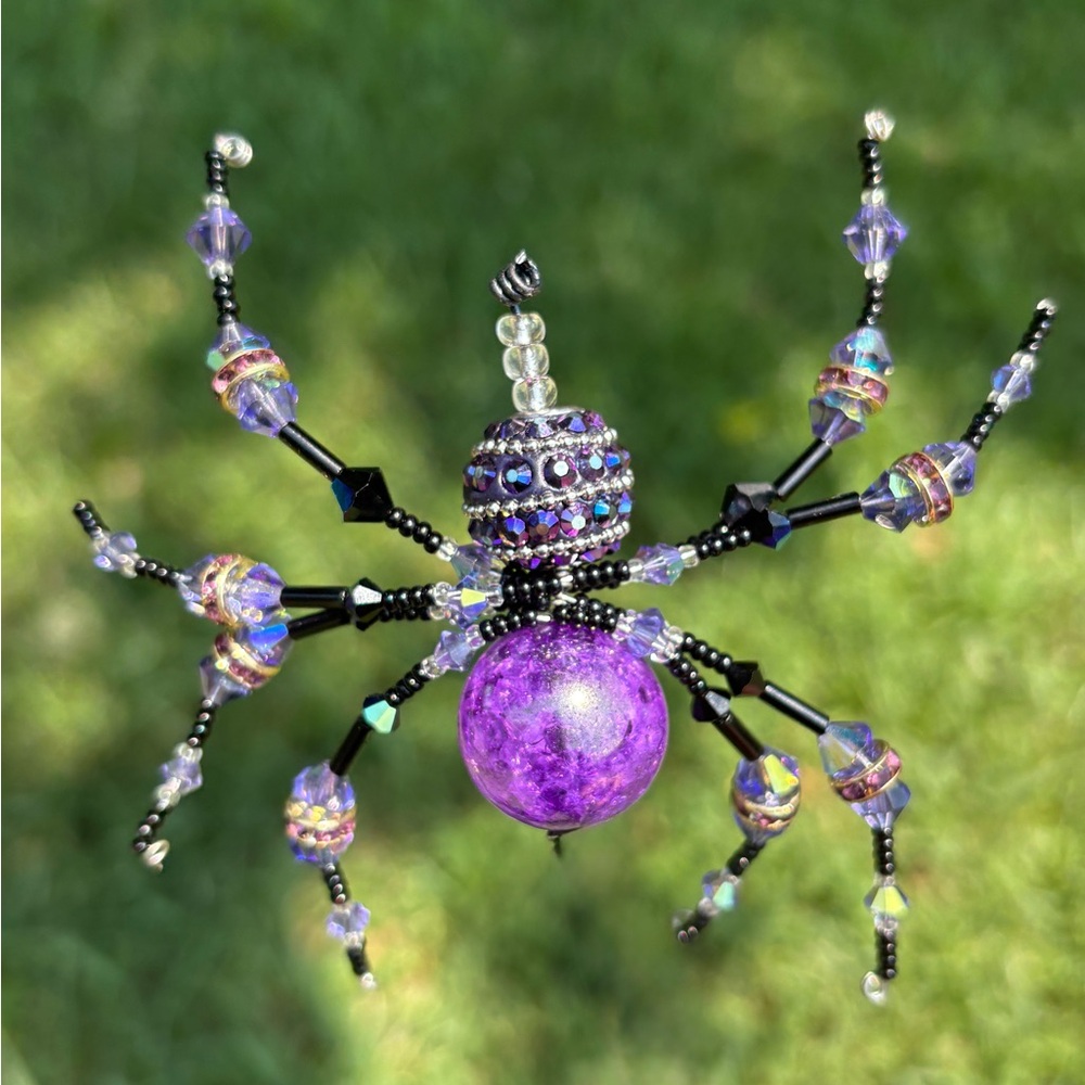 Purple Beaded Spider Ornament